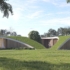 Modern Finnhouse met groen dak, strakke houten panelen en grote ramen. Omringd door verticale bomen en gras, harmonieert de architectuur prachtig met de natuur onder een zonnige hemel. - Finnhouse